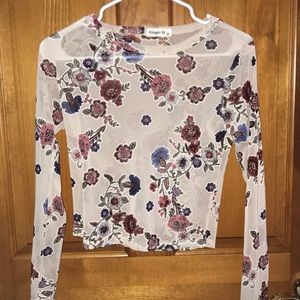 Floral Mesh Long Sleeve Top